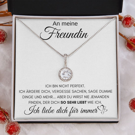 An meine Freundin "Ich liebe dich für immer" - Kristall Halskette