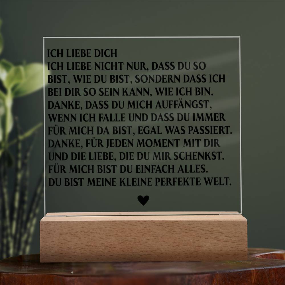 ICH LIEBE DICH | Acrylplatte